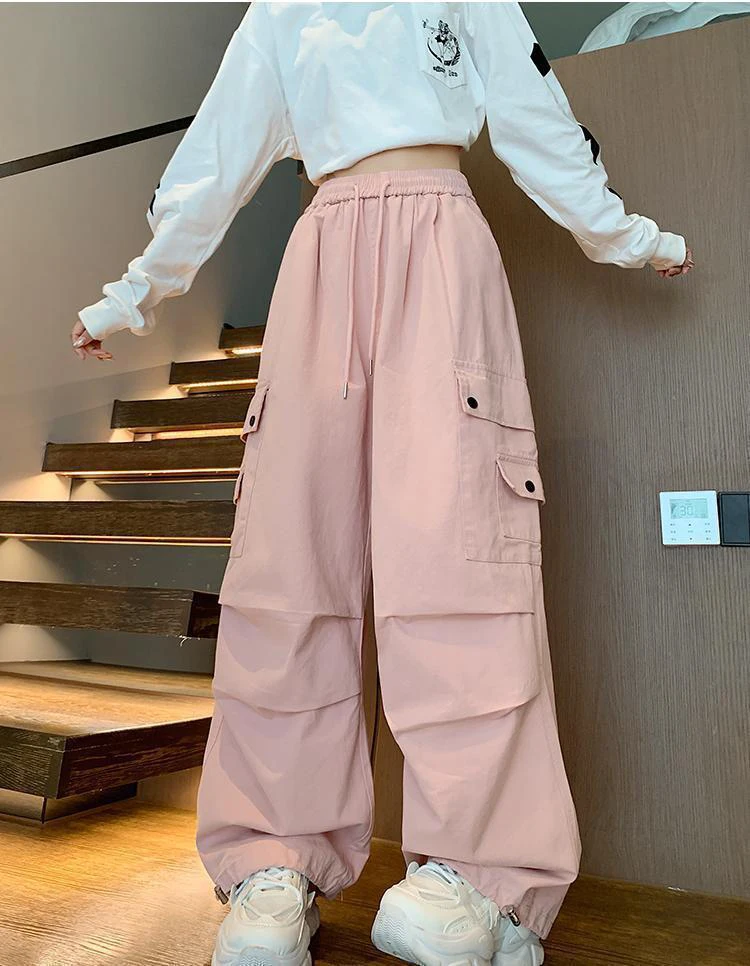 السراويل البضائع النسائية البريدي الخريف قماش سليم Preppy كلية نمط تنفس مطاطا ل المتعثرة و Y2K الشارع الشهير Highstreet الساخن