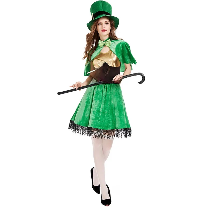 St Patri's Dayenn الجنية القزم أداء زي loween المرأة الجنية تأثيري الزي المرحلة العرقية ارتداء بدلة للسيدات
