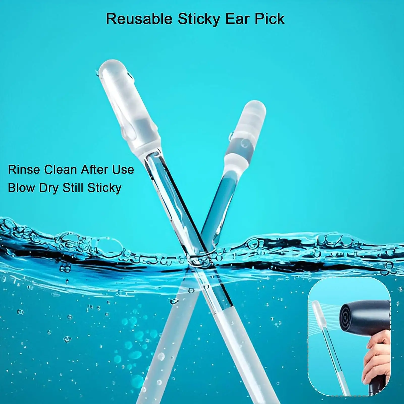 Earwax Removal Stick 24Pcs Reusable sticky ear cleaning tool set Resin Tip Ear Wax Removal Tool Ear Cleaning Stick