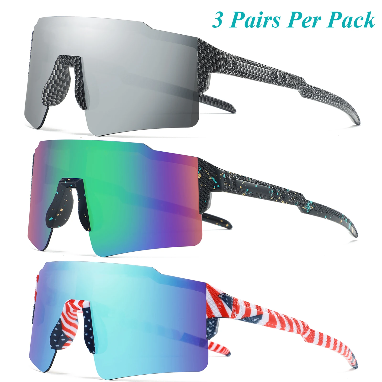 3 Pairs Per Pack Kids Sunglasses Boys Girls Sun Glasses Youth Outdoor Sport Eyewear Children Cycling Running Baseball Goggles