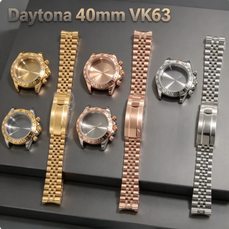 jubilee-bracelet-sapphire-glass-watch-case-men's-watch-accessories-suitable-quartz-movement-daytona-40mm-vk63