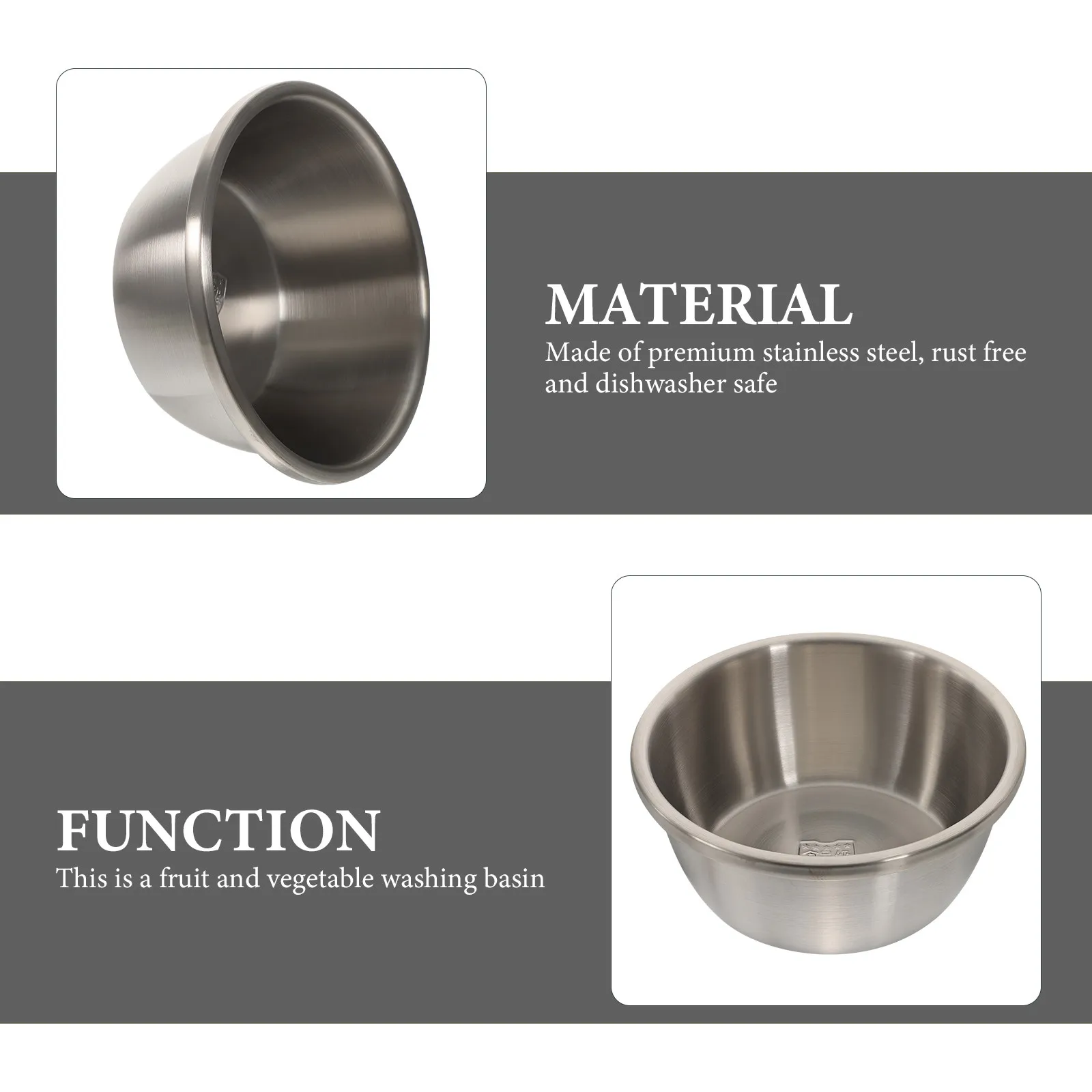 

Stainless Steel Thickened Vegetable Basin 24Cm Round Mixing Bowl Washing Basin for Kitchen Washing Fruit Vegetable Pasta Meat