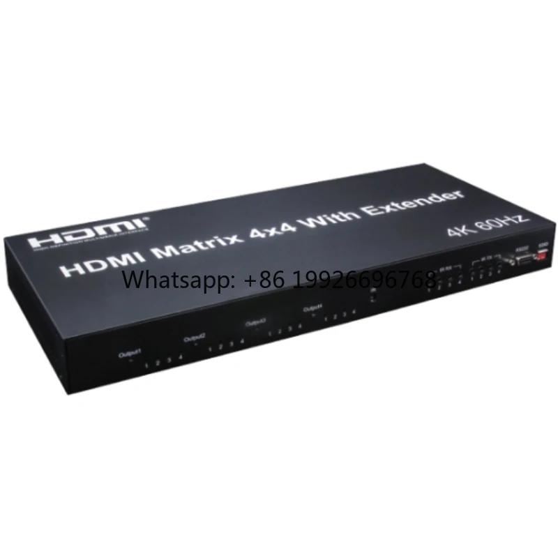 18Gbps 4K 60Hz HDMI Matrix 4X4 4 in 4 Out Box with Extender EDID Support 3D IR RS232