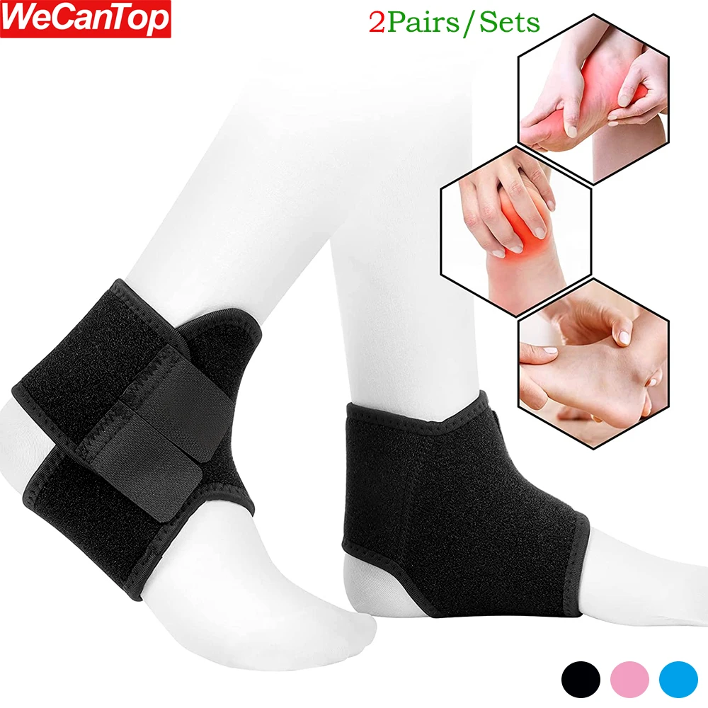 2Pairs Kids Adjustable Non-slip Ankle Tendon Compression Braces Sports Foot Support Stabilizer Wraps Protector Guard for Sprains