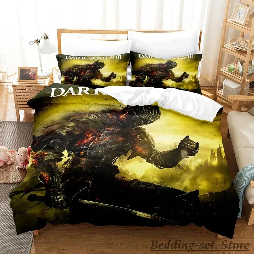 Conjunto de cama com almas escuras para adultos e crianças, solteiro, gêmeo, completo, rainha, cama king size, capa de edredão, anime, quarto, 2023