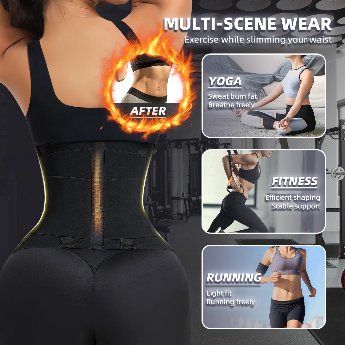 Body Shaping 3 layer touch fastener sports belt Adjustable fitness exercise accessories abdominal belt waist support belt