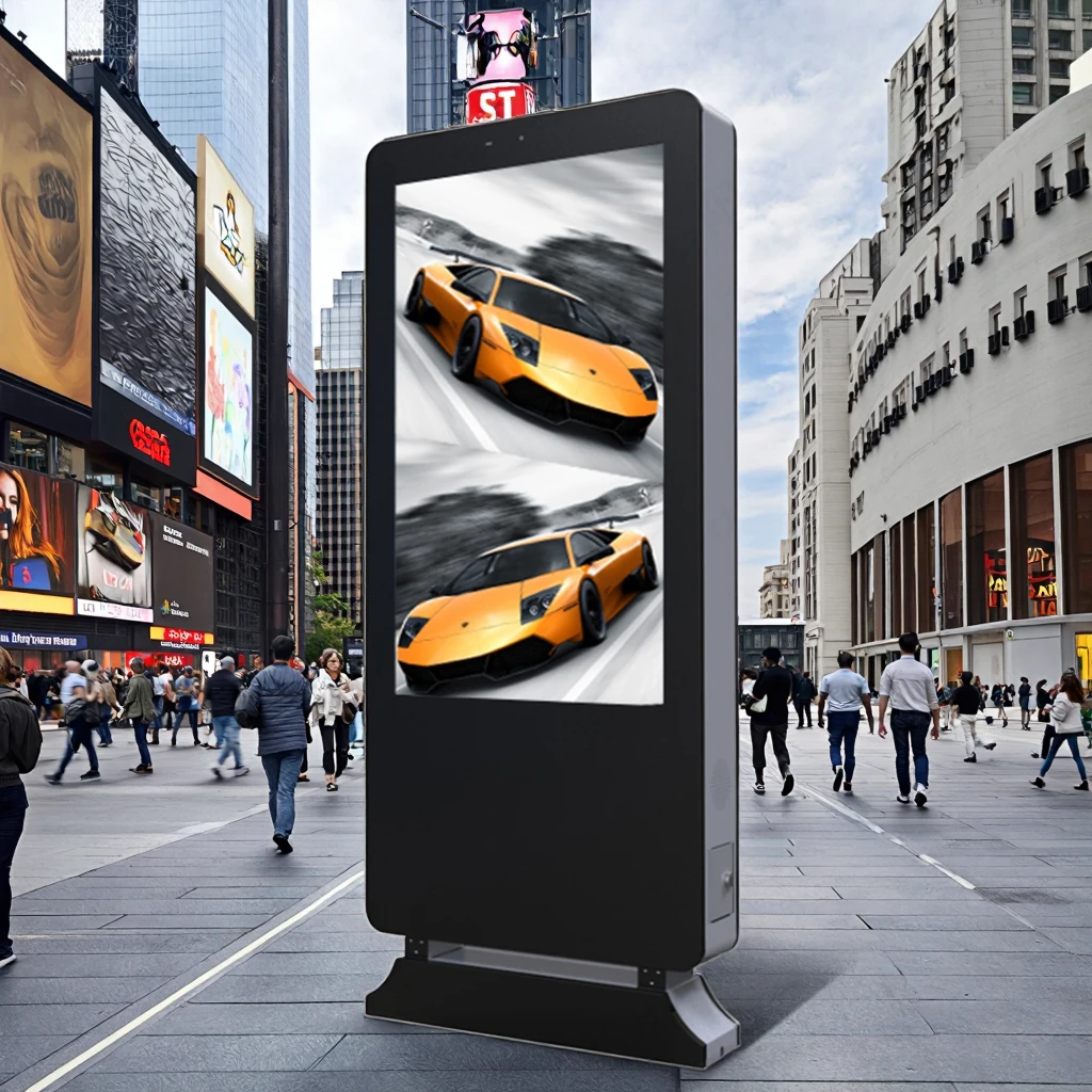 

43 55 65-дюймовый напольный динамик высокой яркости «все в одном» для наружного использования с ЖК-дисплеем и цифровыми вывесками, Wi-Fi, уличный динамик с ЖК-экраном