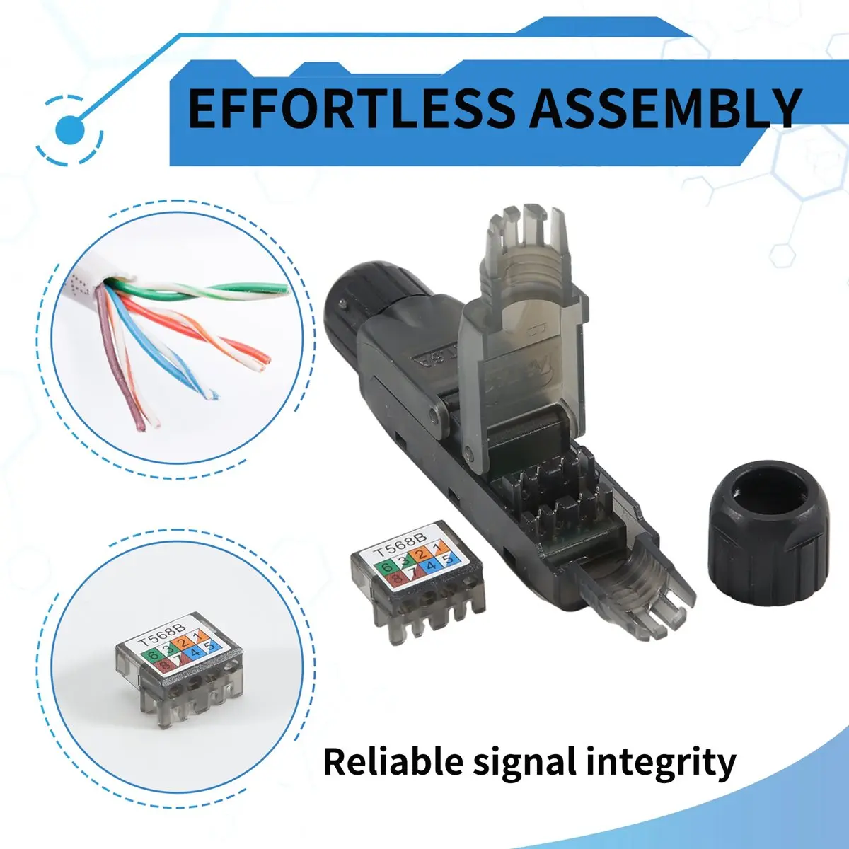 fine RJ45 Cat6A UTP LAN Cable Tool-Less Extension Connector Network Extender Junction Adapter Connection Box