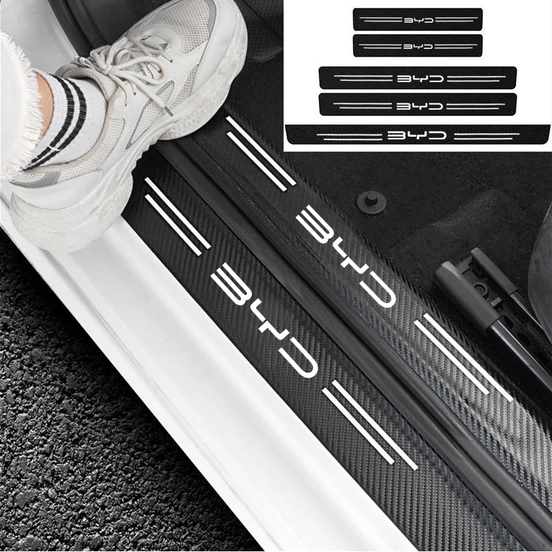 Carbon Fiber Trunk Bumper Protective Sticker For BYD M6 G3 G5 T3 13 F3 F0 S6 S7 E5 E6 L3 tang yuan atto3 song Covers Accessories