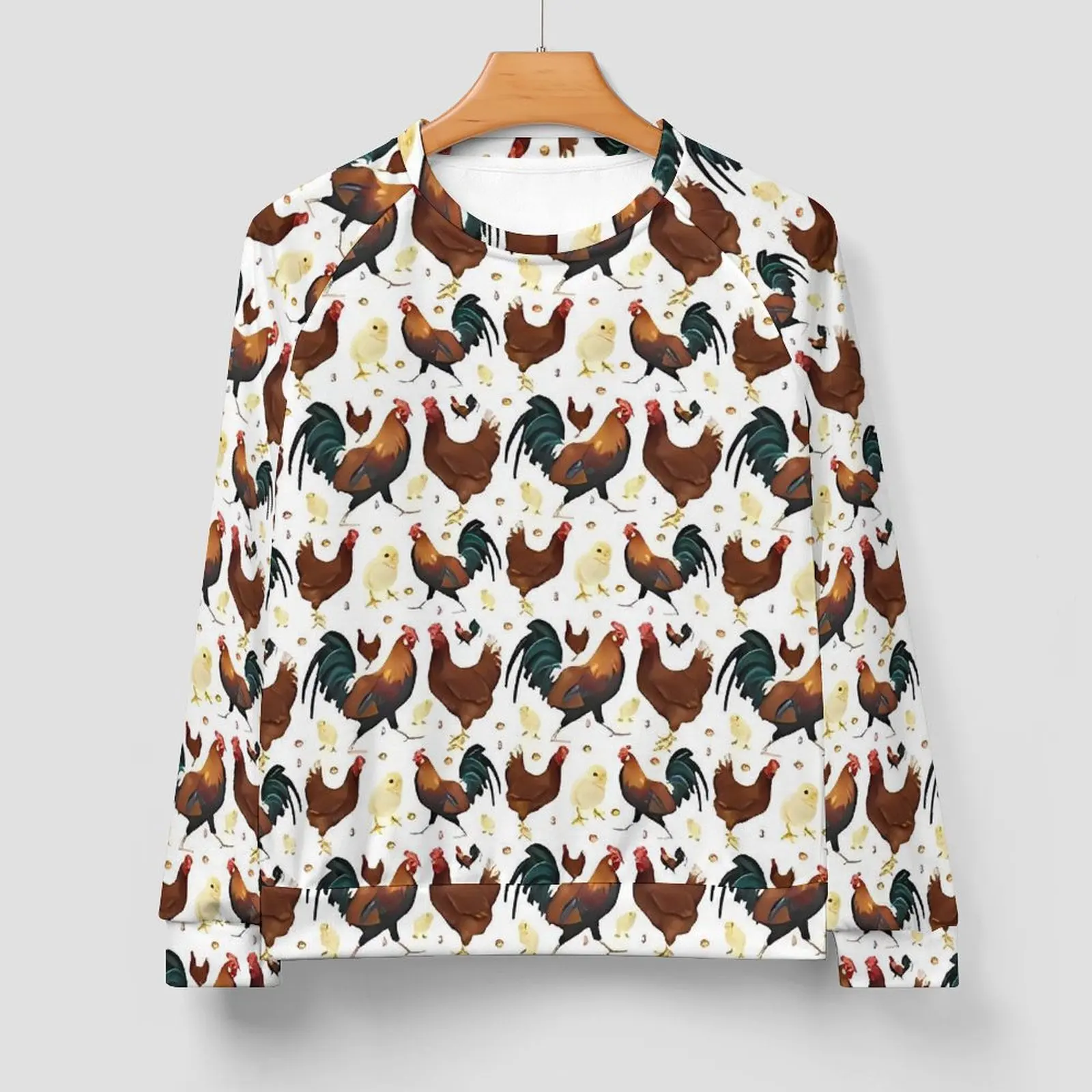 Rooster Chickens Fashion Hoodies Spring Animal Print Outerwear Sweatshirts Couple Vintage Pattern Oversized Hoodie