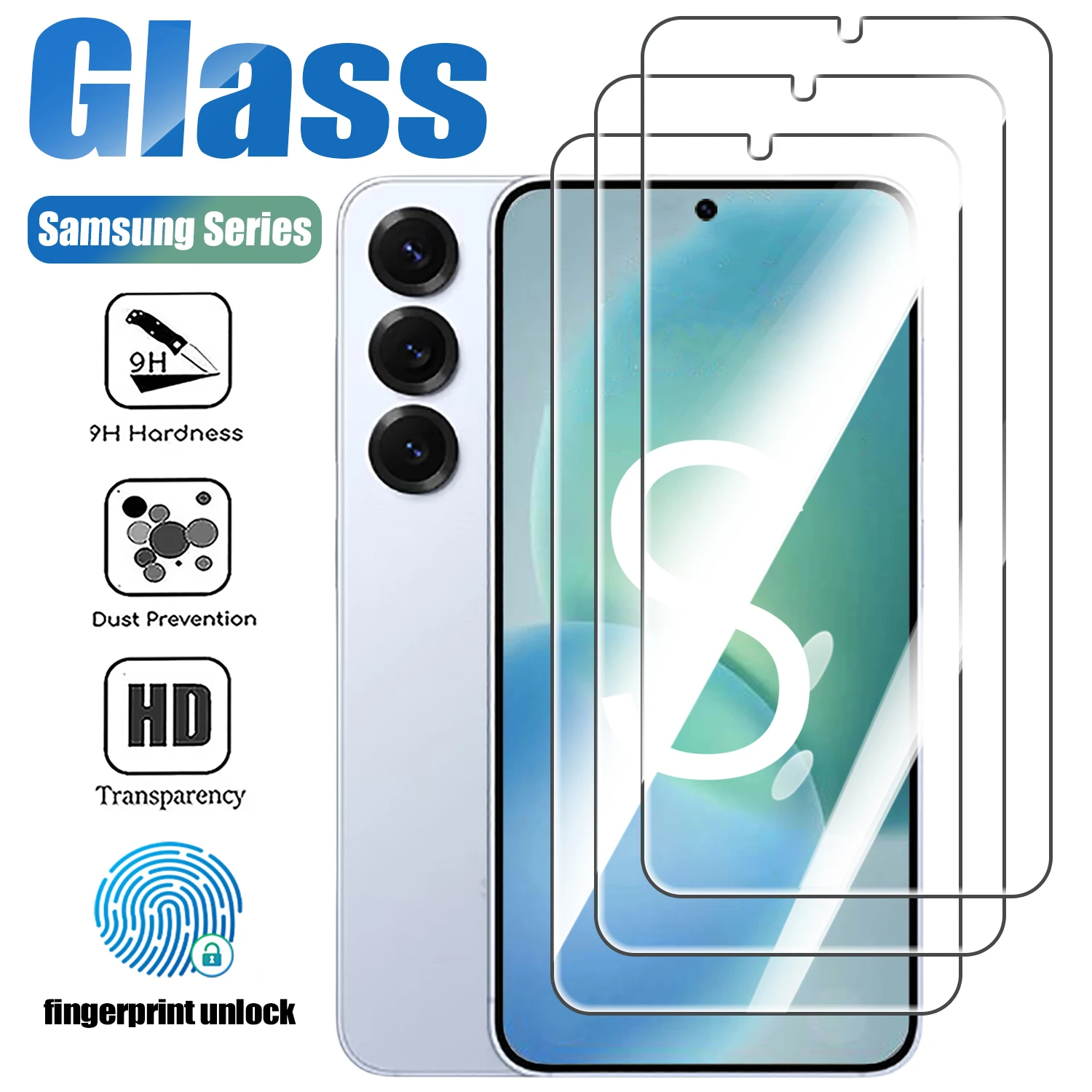 1-3Pcs Tempered Glass For Samsung Galaxy S25 S24 S23 Plus Ultra S20 S21 FE S22+ S25 Edge Screen Protector Full Protective Glass