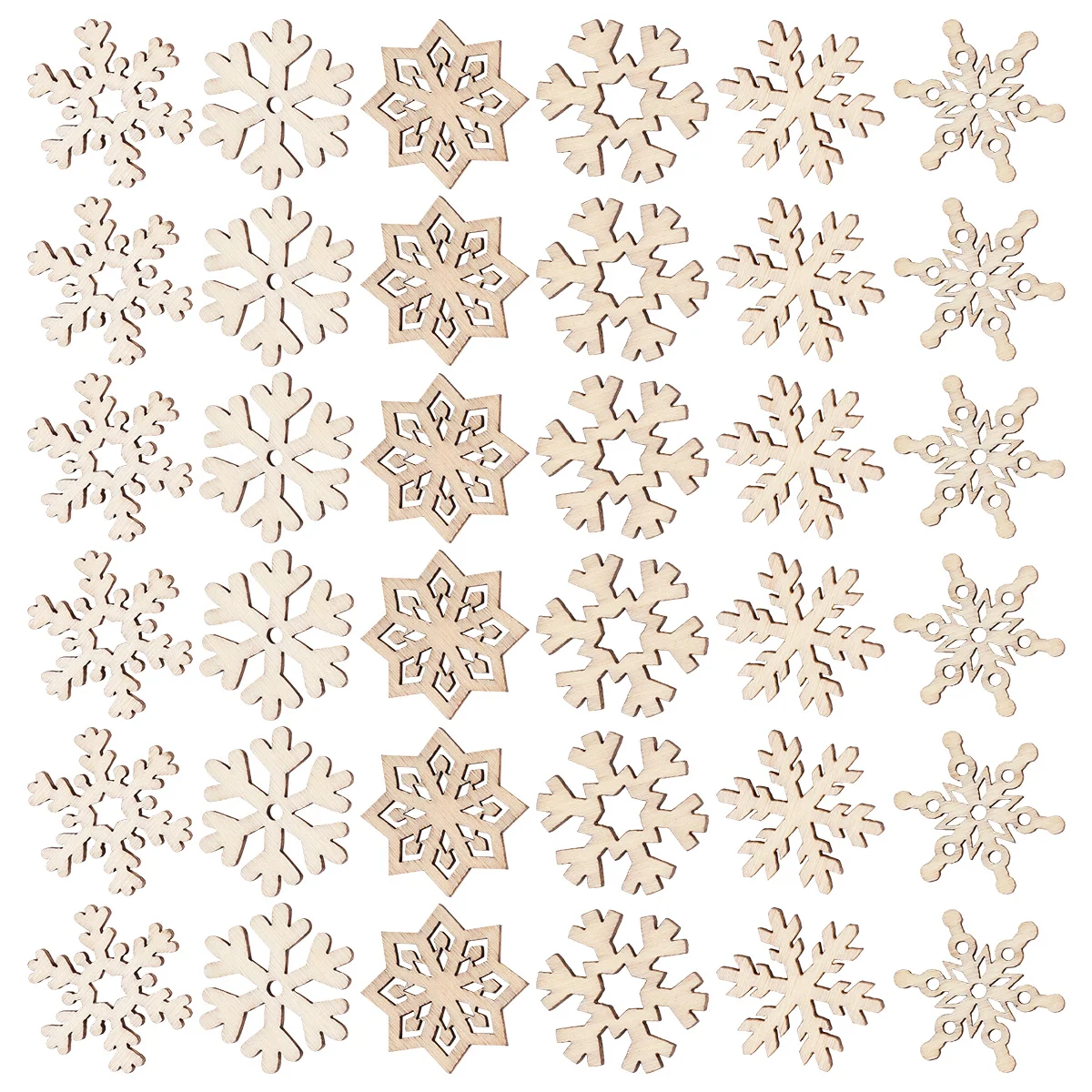 

200pcs Wooden Snowflake DIY Pendant Christmas Ornament Hollow Decorations Craft Supplies Accessories Jewelry Making