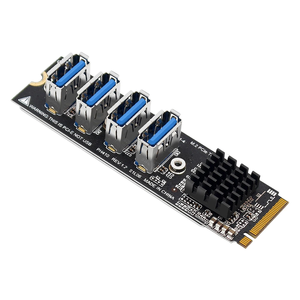 M.2 Mkey To 4 PCI-E Converter Card High Speed USB3.0 Multiplier Hub Adapter Stable Transmission Accessories for Desktop Computer