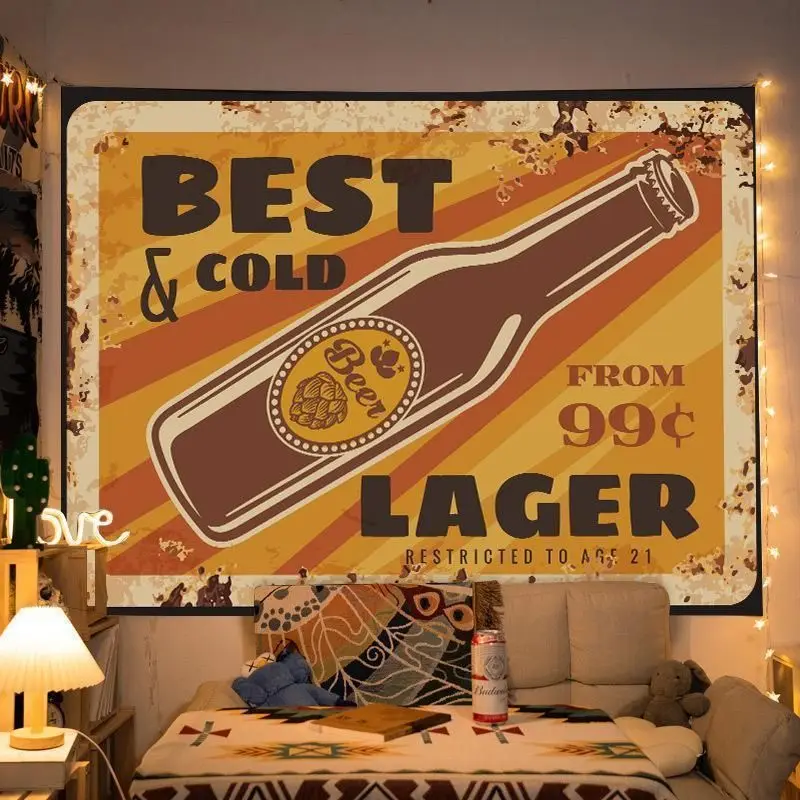 VIKAMA Vintage Green Beer Hops Festival Sign Tapestry Home Art Piece Wall Decor Bar Pub Man Cave Retro Oktoberfest Soft Durable