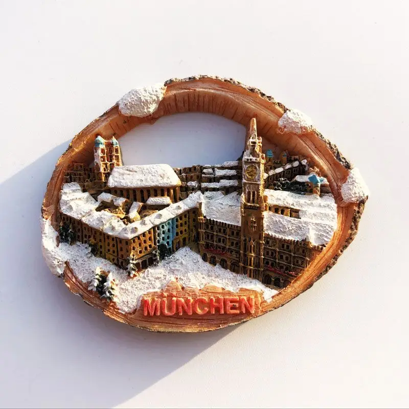 

Munich landmark refrigerator magnet high, German winter travel souvenir, refrigerator strong magnet