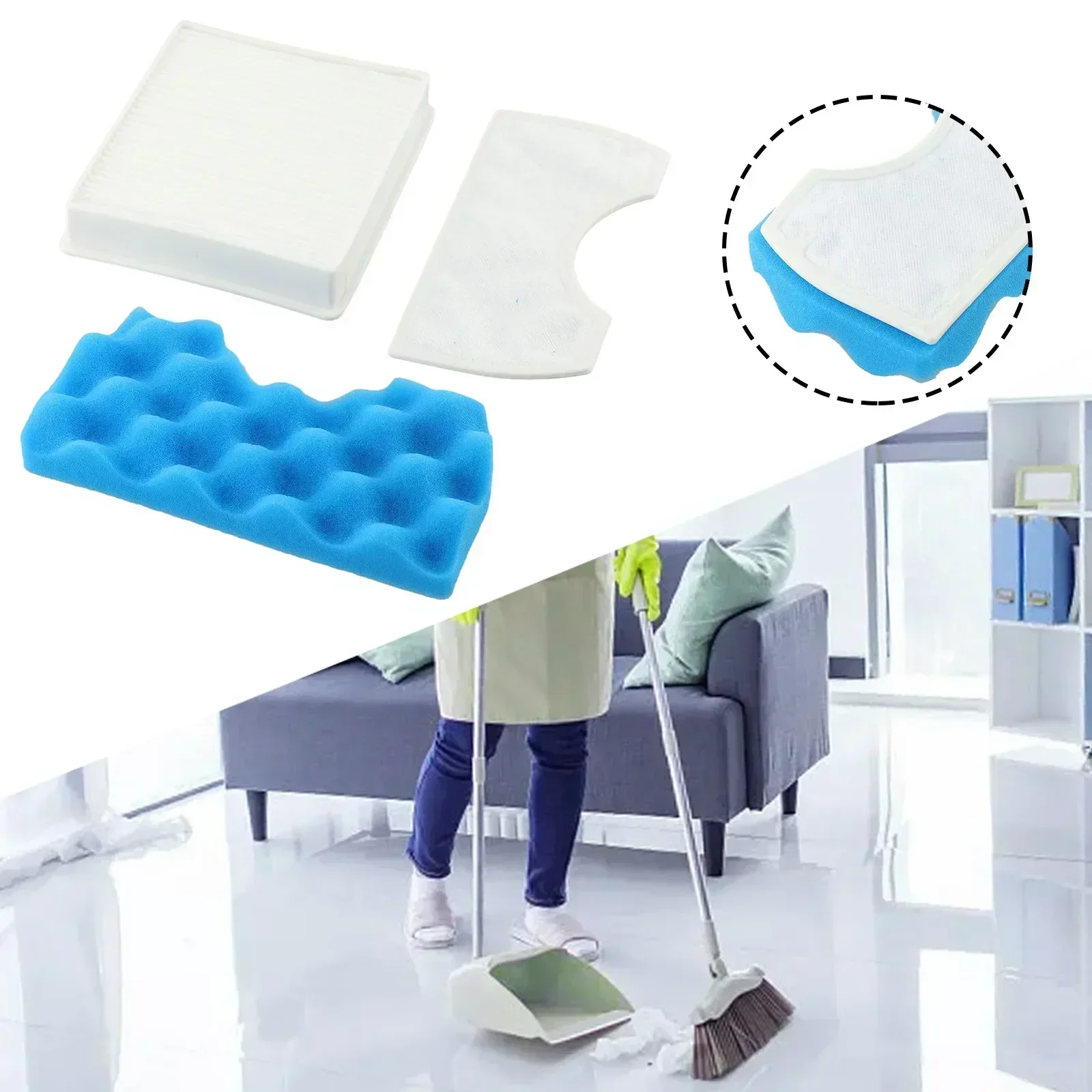 1pc Sponge Filter+1pc Filter Cotton+1pc White Filter For Samsung SC4300 SC4470 VC-B710W Robotic Vacuum Cleaner Accessories