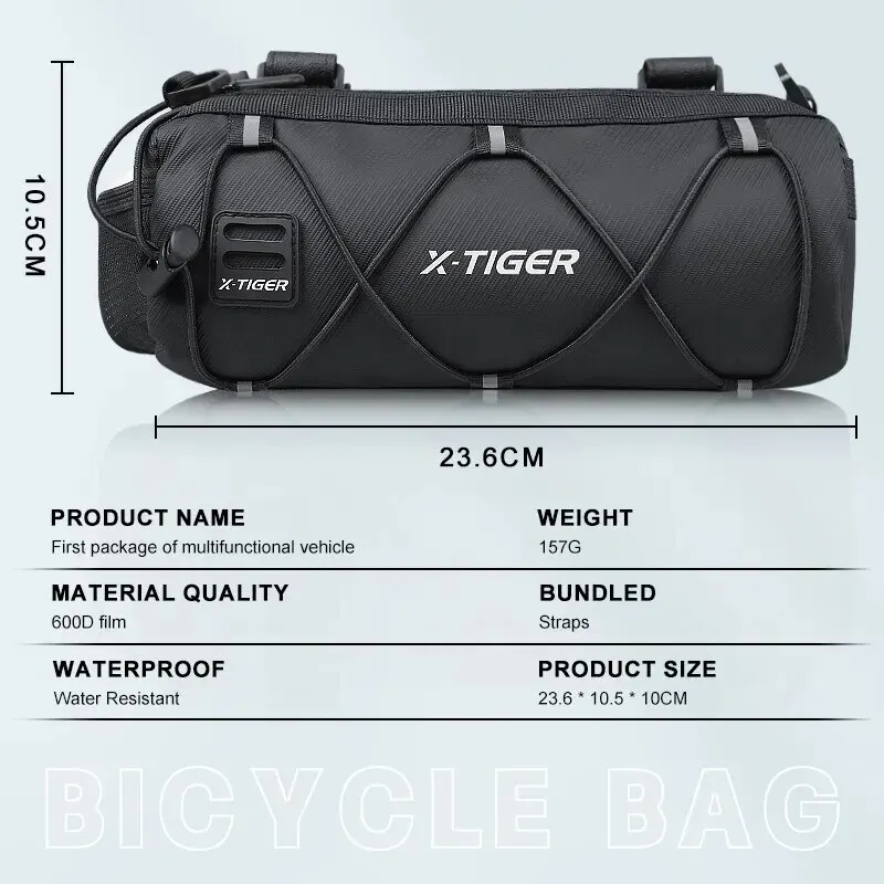 X-TIGER Bicycle Bag Portable Handle Multi functional Large Capacity Backpack MTB Road Bicycle Frame Pipe Bag Elastic Band