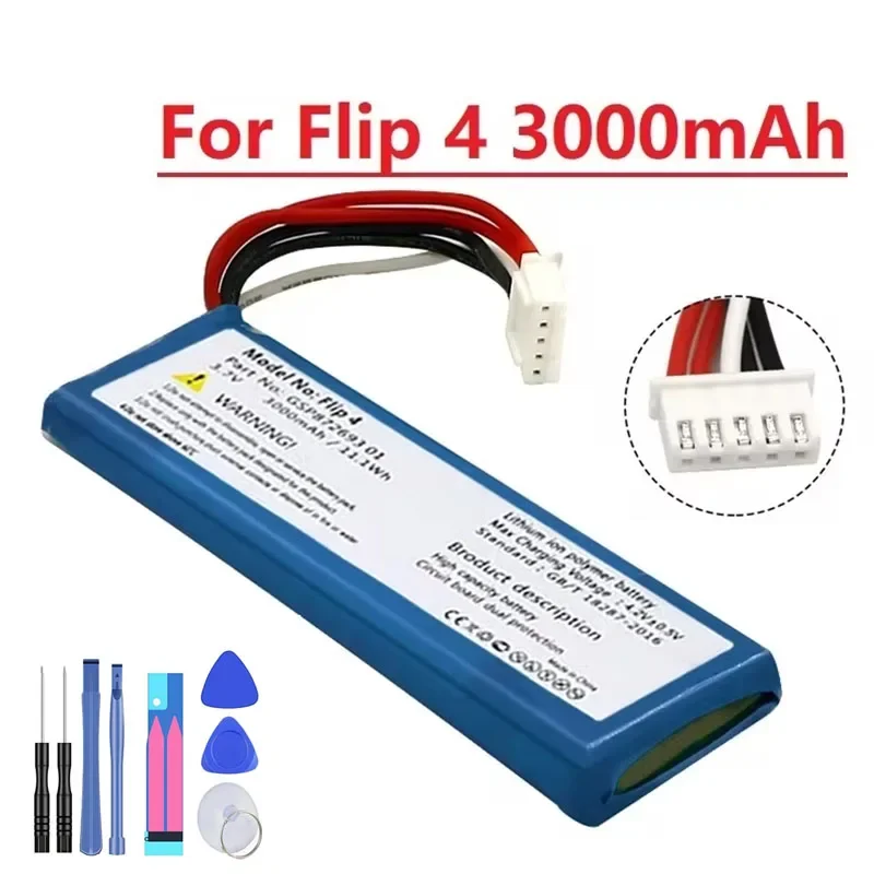 100% Original Replacement Wireless Speaker Battery GSP872693 01 3000mAh for JBL Flip 4 /Flip 4 Special Edition Batteries