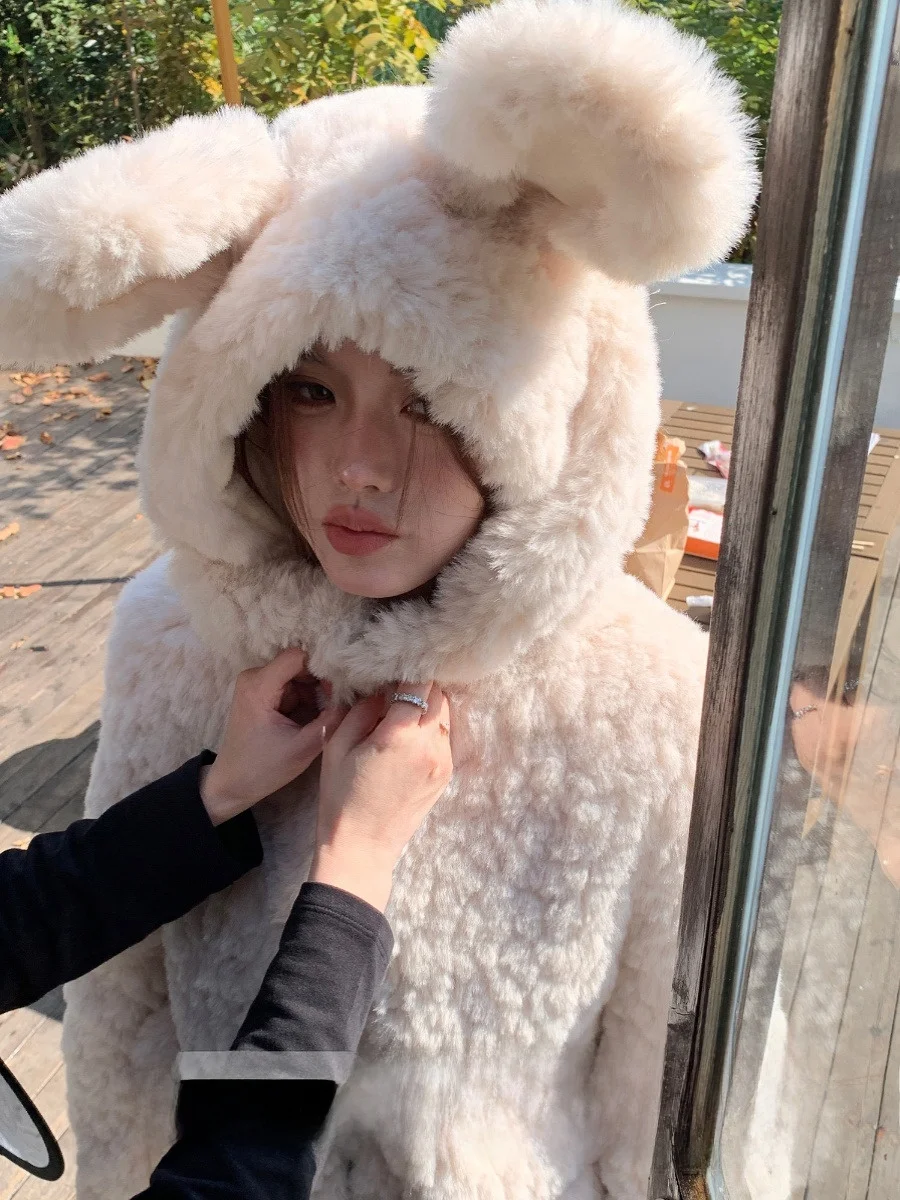 

KAS Очаровательные бархатные кроличьи ушки с капюшоном, тюнет и соответствующие лоскутные орты, набор цветов футболки, милые антивозрастные