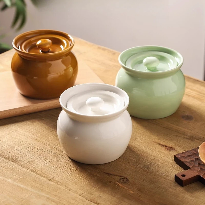 LMM crock pot soup stew cup for one person, household ceramic water-proof stew bird's nest stew pot