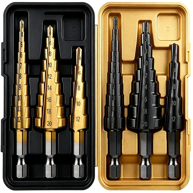 

Hexagonal Handle Titanium Coated Step Drill Bits High-speed Steel Step Core Drilling Tools for Metal Wood Plastic Hole Cutters
