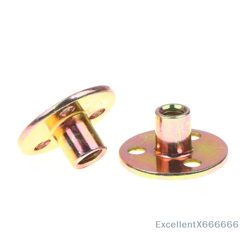 High Strength Screw-in T-Nuts 8/16Pcs M6 M8 M10 Carbon Steel Round Base Brad Hole Tee Nuts for Cabinet Making Wood Crafts