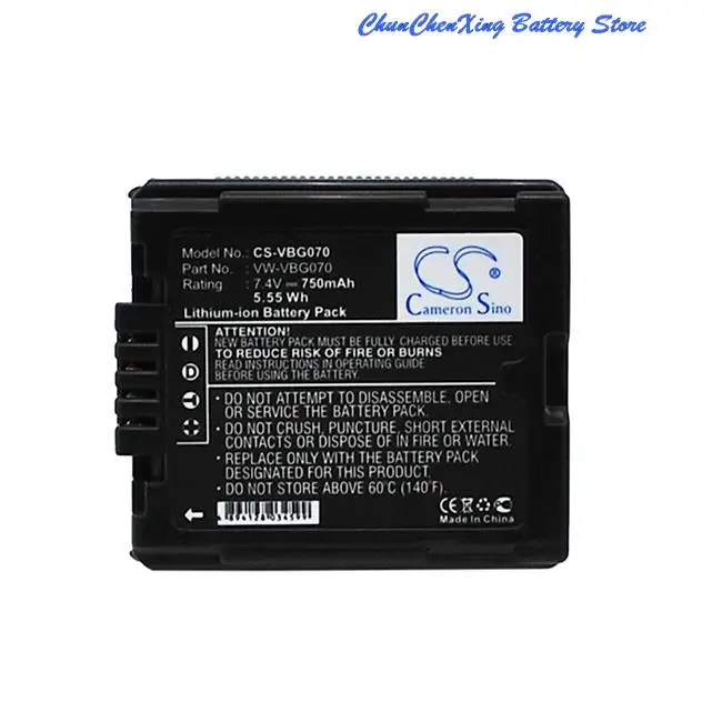 750mAh Battery VW-VBG070 VW-VBG070-K VW-VBG070A for Panasonic HDC-SX5,NV-GS330,GS500,GS320,GS80,HDC-SD9,HS9 ,SD1,SD700,SD600