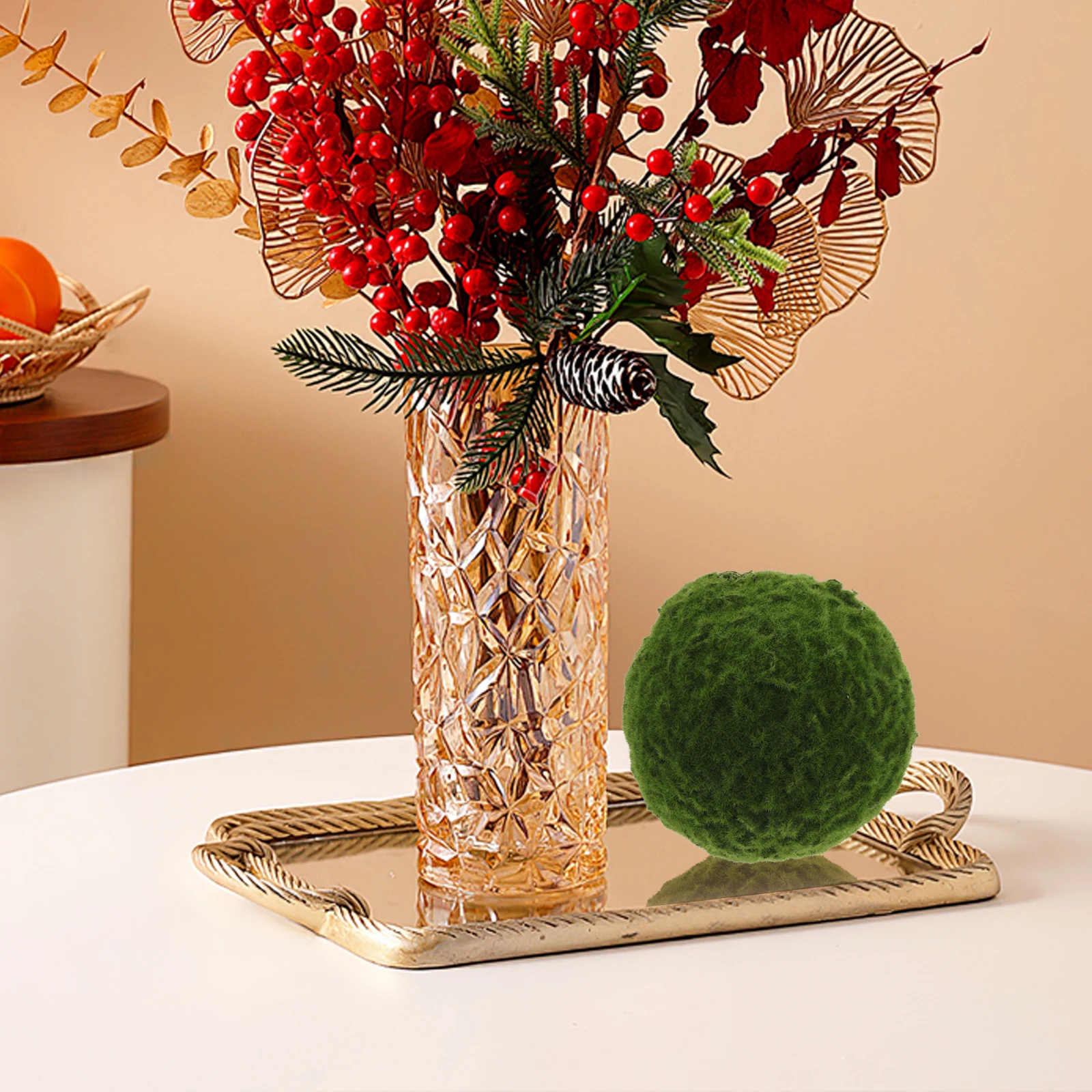 Bola de musgo simulada, florero de planta verde Artificial, bolas de imitación decorativas, relleno de plástico