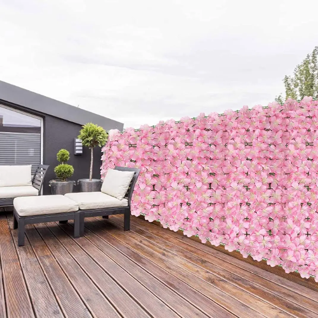 Artificial Flower Wall Panels 2x0.5m Flower Garden Fence Floral Hedge Wall Panels for Wedding Backdrop Garden Balcony Decor