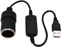 USB  Male to 12V 8W Cigarette Lighter Socket Adapter 1Ft for  Cam, GPS, Car Purifier, Car Led Light Strips and  Automotive Gadge