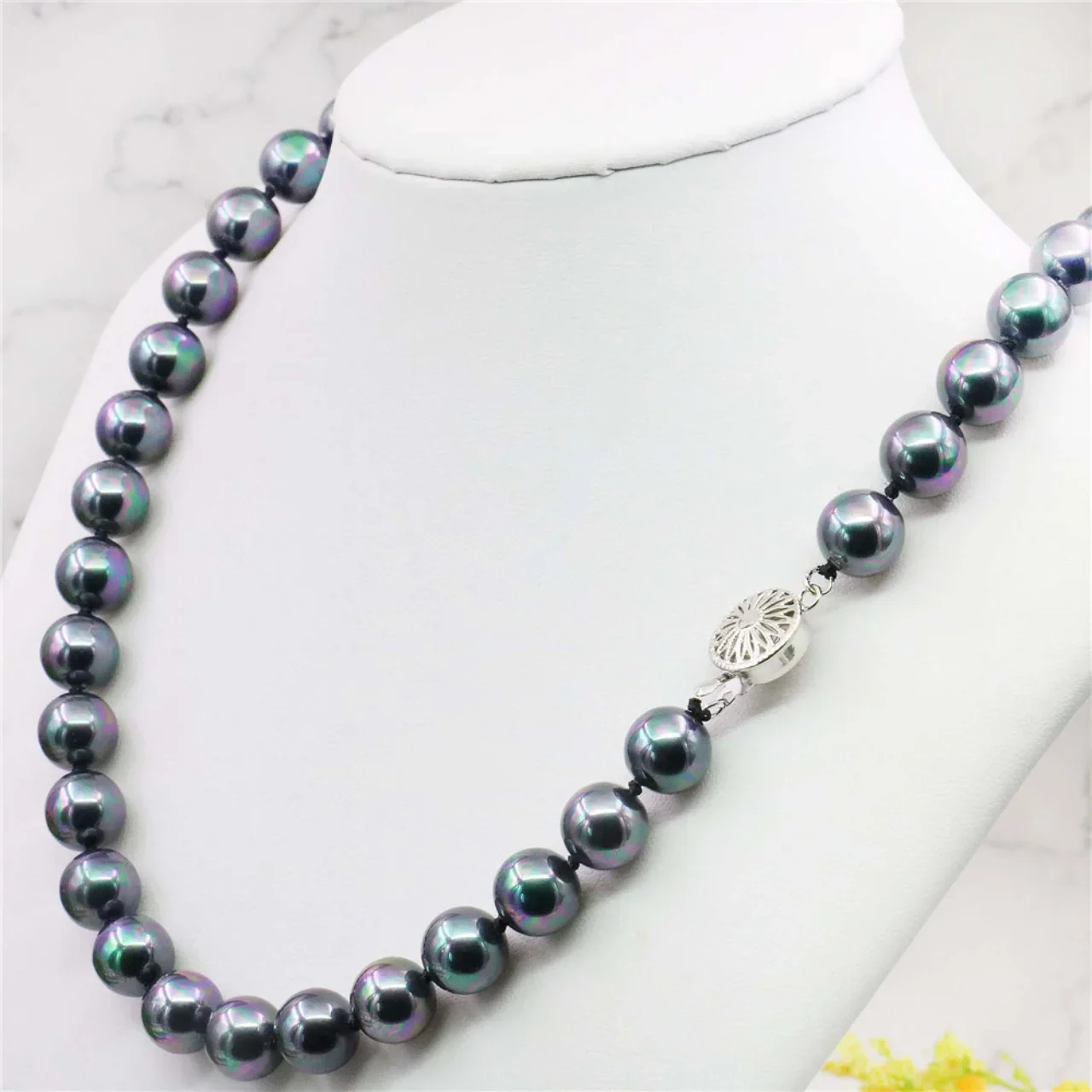 Charming 8/10/12/14mm 18/22inch Black South Sea Shell Pearl Necklace Bead Jewelry Natural Stone Mother\'s Day Gift AAA+ Wholesale