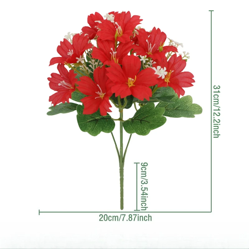 12 Stück Künstliche Blumen Seiden-Morgenblumen Heimdekoration Kunstblumen Hochzeits-Simulation 5-Köpfiger Rosa Petunien-Strauß – Detail 12