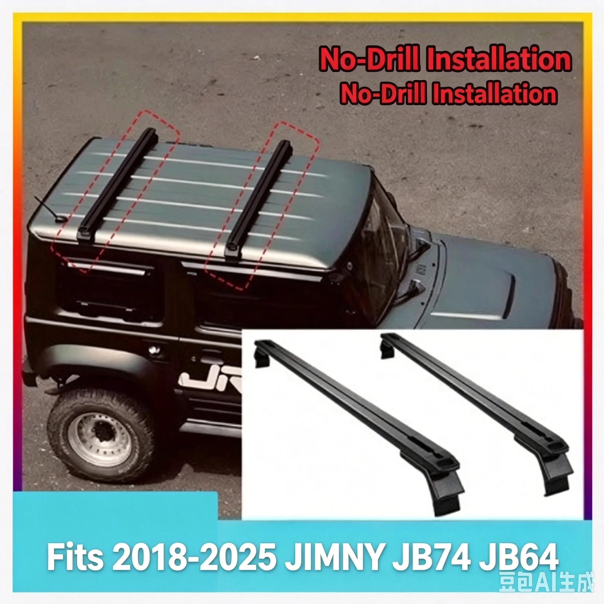 Aluminum Roof Cross Bars Luggage Rack for 2018‑2025 JIMNY JB64 JB74, 3‑Door & 5‑Door Vehicle Accessories, No‑Drill Installation