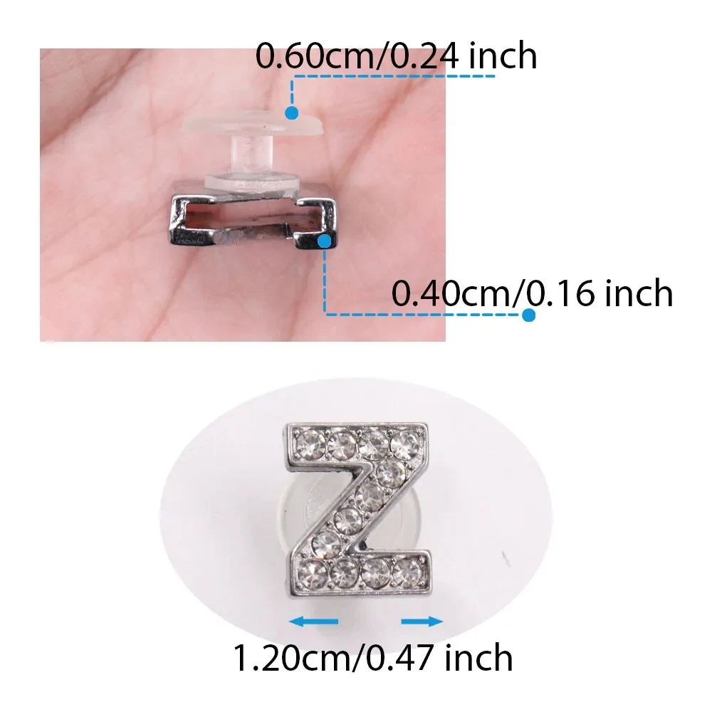 26pcs Silver Crystal Metal Letters Shoe Charms Accessories Shoes Decorations  Buckle for Kids Party Xmas Gifts