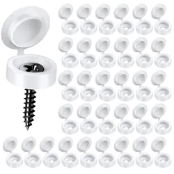 100Pcs White Screw Decorative Cover Bolts Hardware Self-Tapping Plastic Screw Cap Cover Car Furniture Decorative Nuts Cover