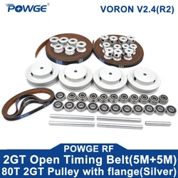 POWGE VORON 2.4 Set GT2 LL-2GT RF courroie de distribution ouverte 2GT 16T 80T 20T poulie à dents 188-2GT roulement d'arbre 625 F695 2RS pièces de mouvement