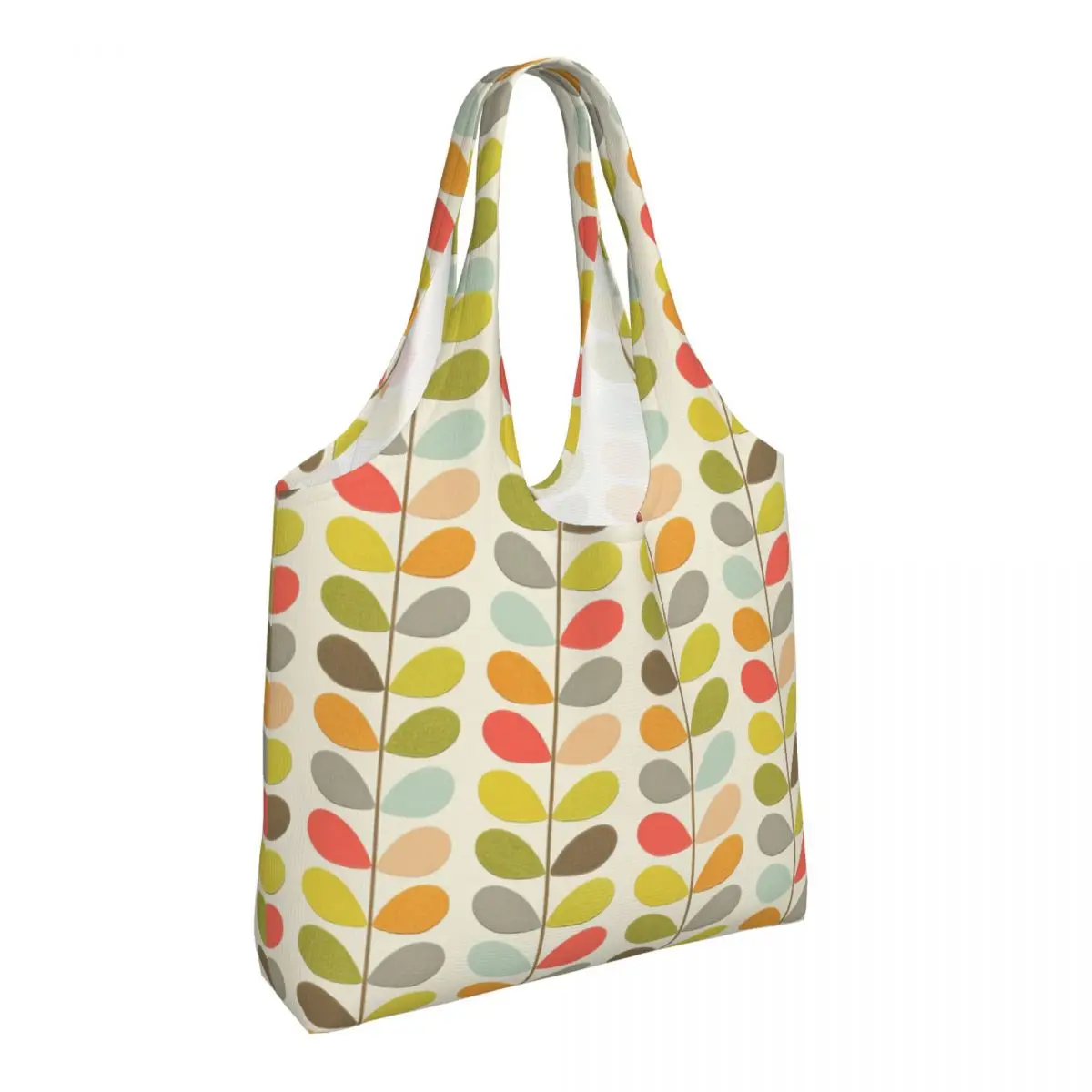 Orla Kiely-Sac à provisions en toile personnalisé, sac à provisions, fourre-tout initié, capacité lavable, fleurs scandinaves, multi-sac à main