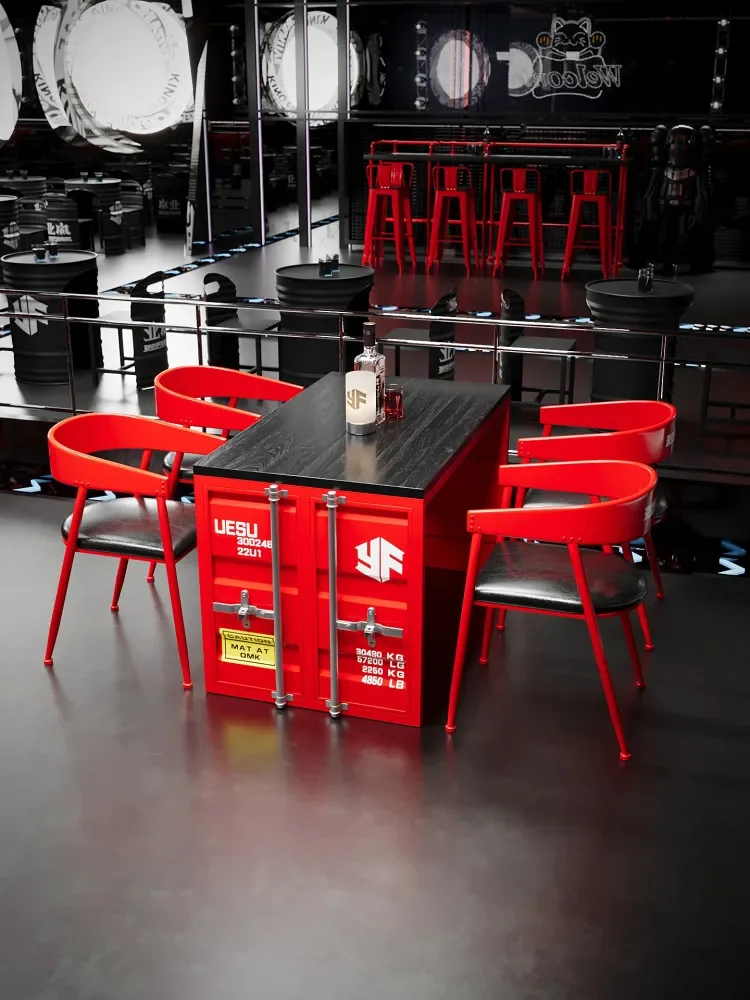 Industrial-style Booth Table and Chairs Bar Qing Bar Bistro Cafe Lounge Area  Tables and Chairs  celebrity catering