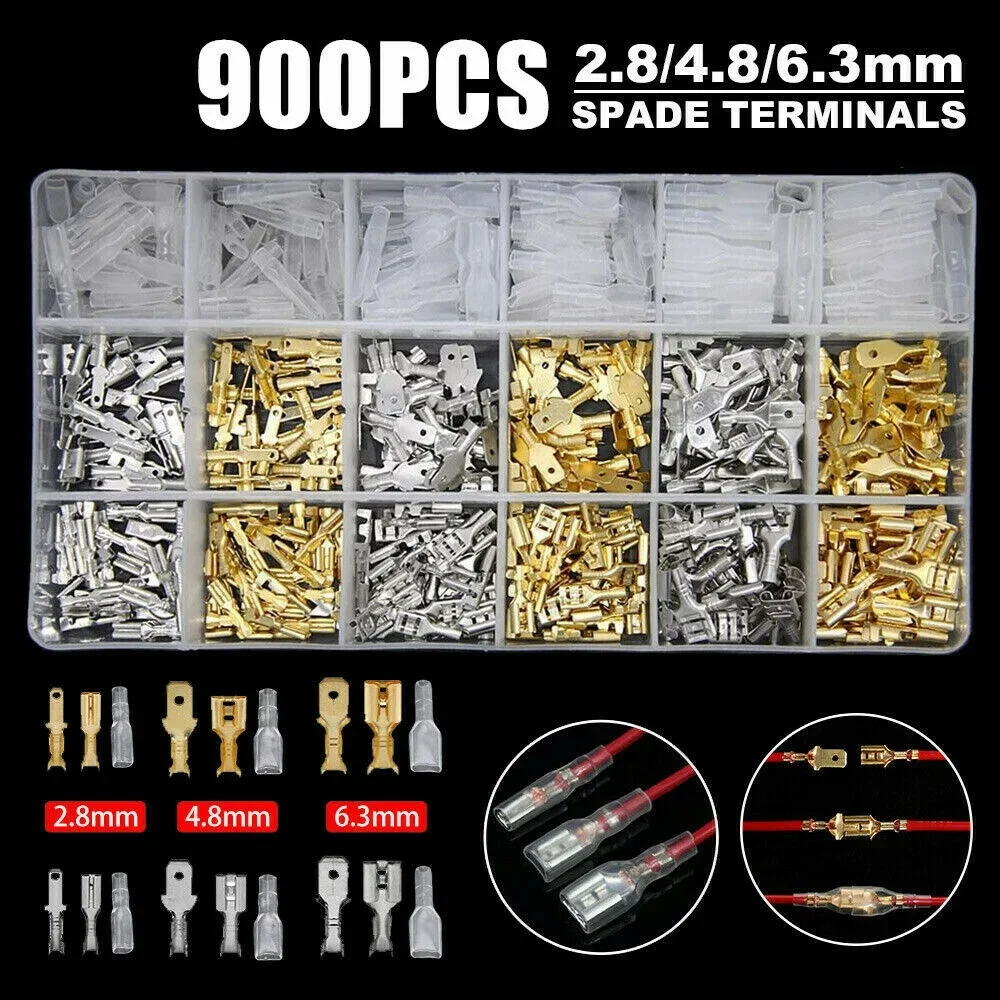 900PCS Assorted Crimp Terminals Electrical Wire Connector Spade Auto Car Kit Set For Automotive Electrical Wiring Repair