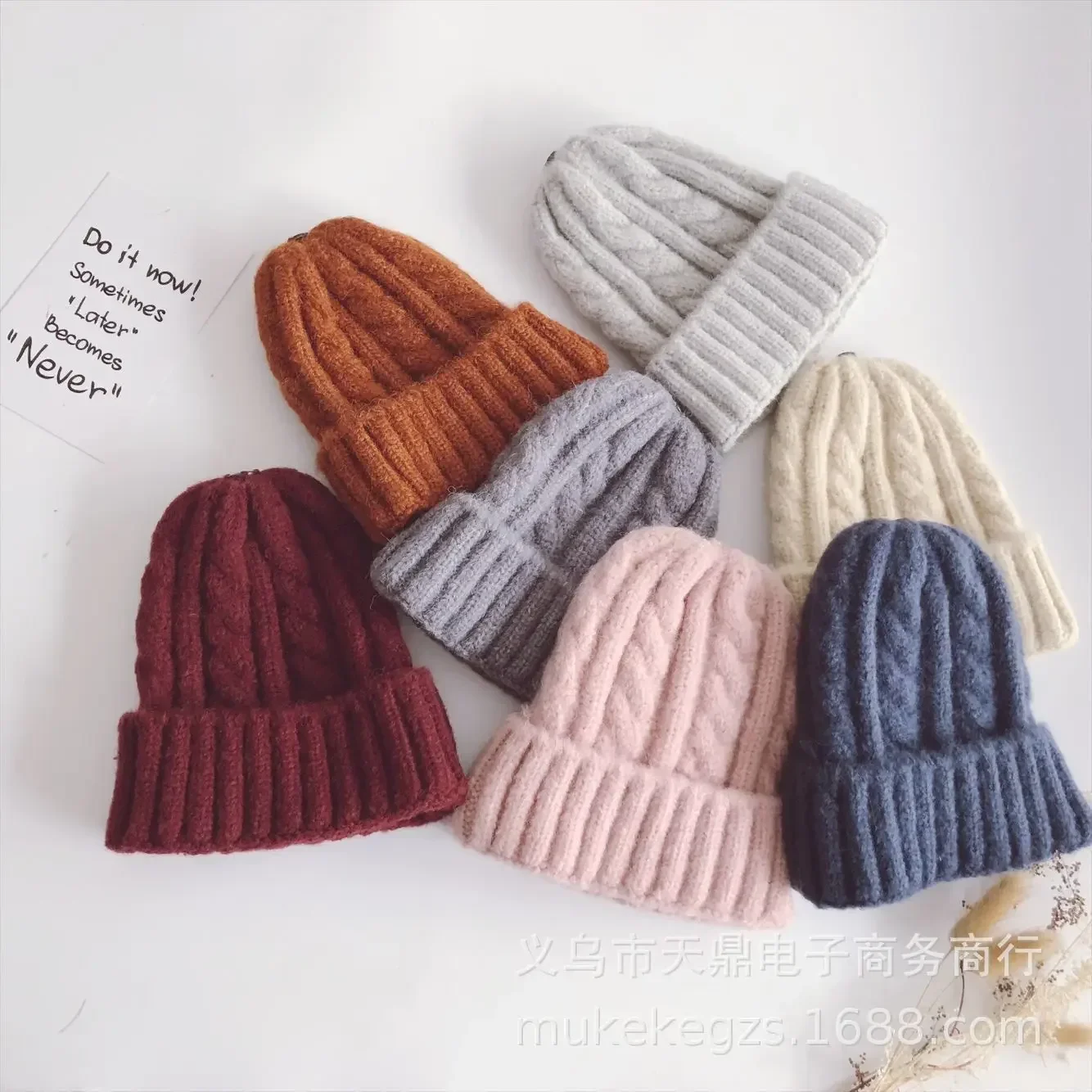 Fashion Thick Twist Thread Knitted Hat Children Female Artificial Winter Hats Caps Girl Women  Knit Beanies