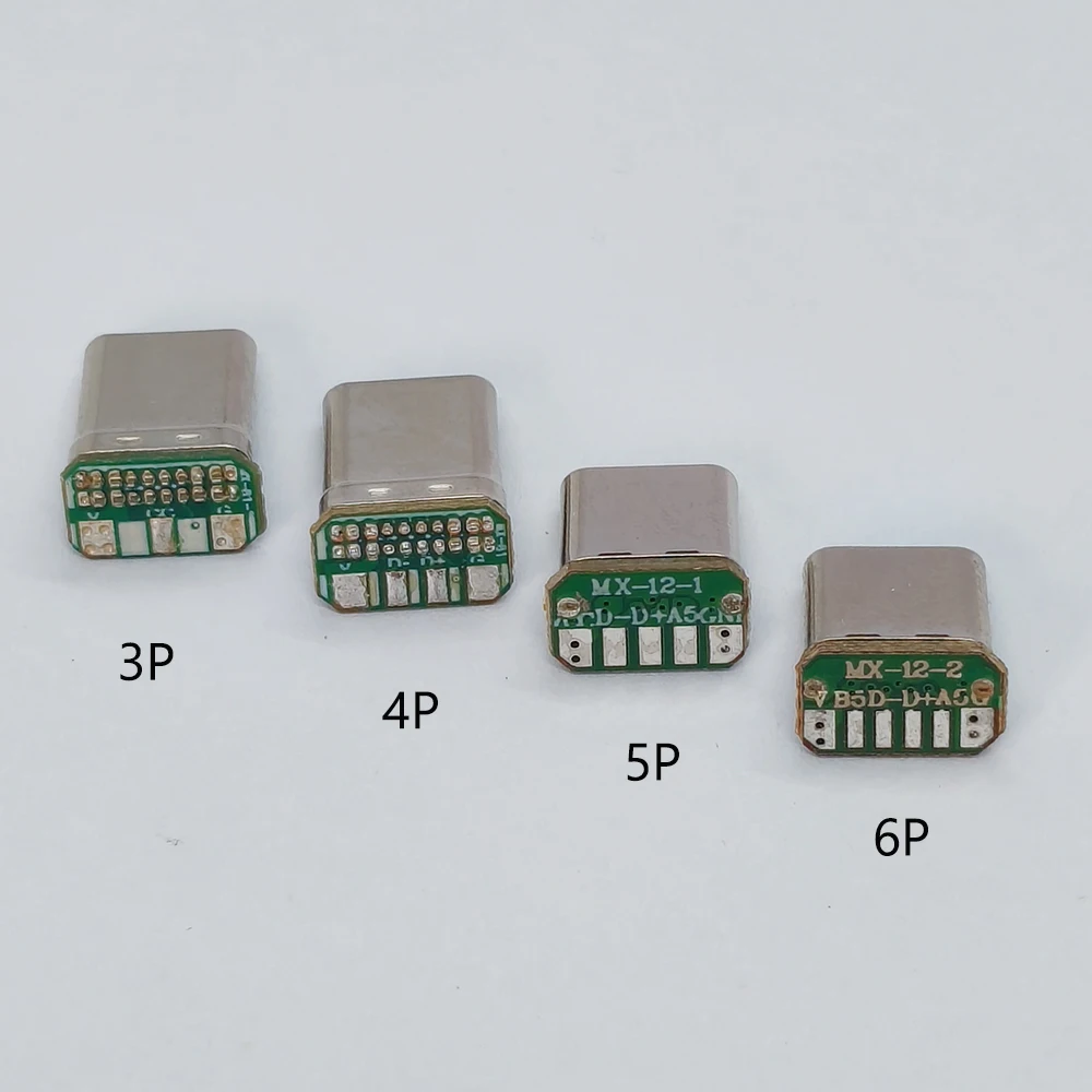 5 Stück USB Typ-C Stecker 16-polig vertikal 9,5mm 11,6mm dehnbarer Stecker mit PCB-Lötpads unterstützt 3/4/5/6-adriges Kabel – Detail 2