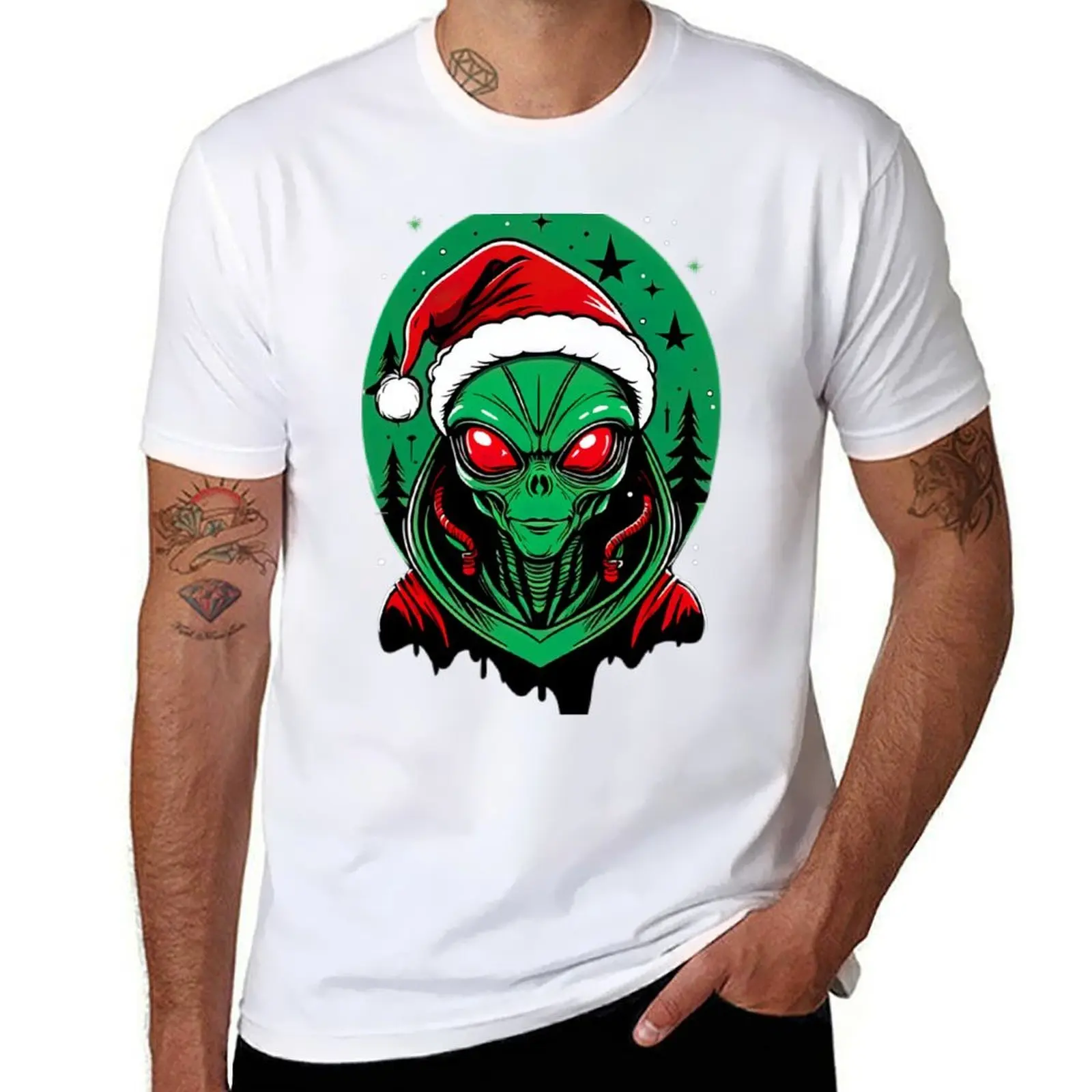 Xmas Alien T-Shirt Streetwear Print Tee Shirt