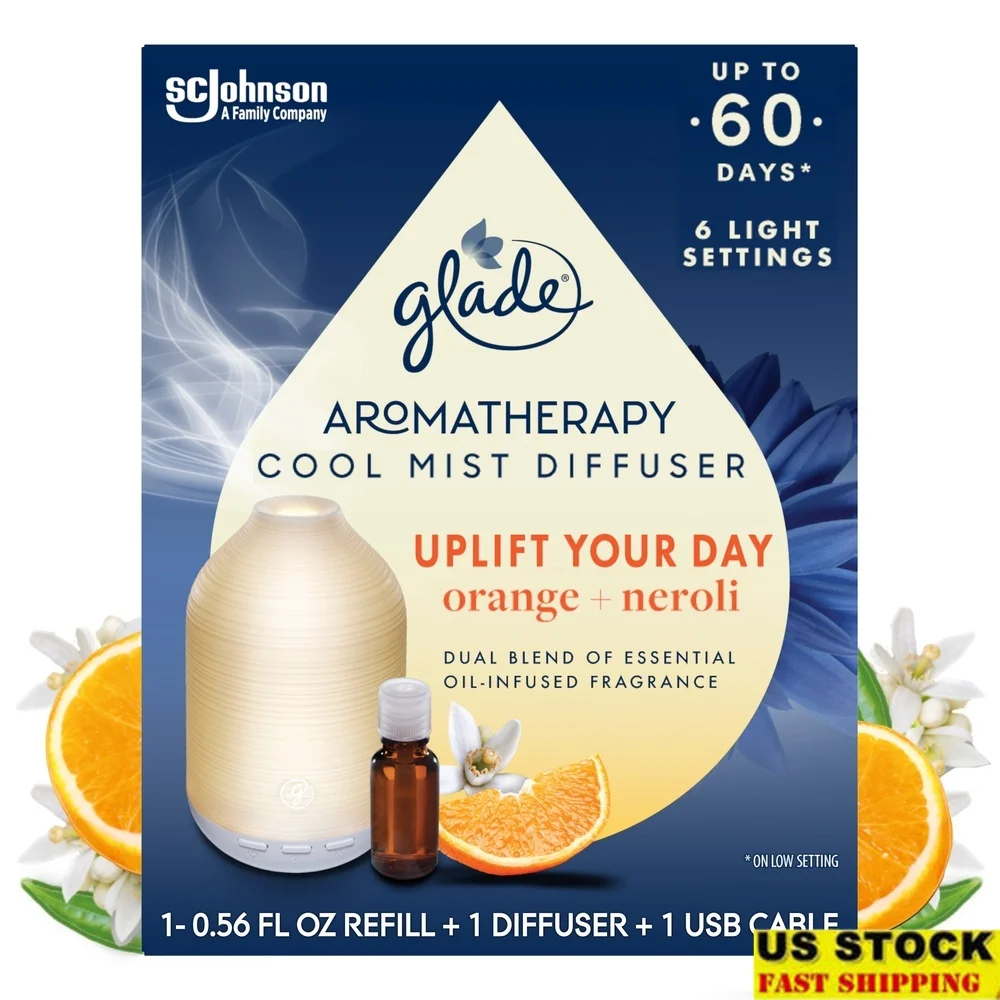 

Диффузор эфирного масла для ароматерапии с питанием от USB и сменным стержнем Бразильский оранжевый цвет Neroli Усилитель настроения Режимы освещения Аромат