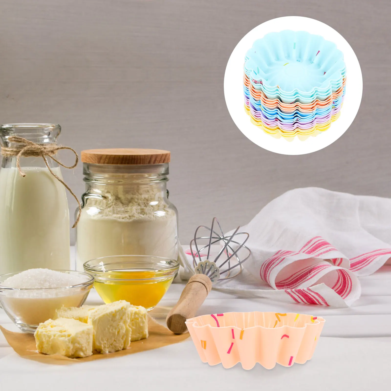 

20Pcs Silicone Baking Molds Flexible Muffin Cupcake Molds Non-Stick DIY Cake Mold Reusable Kitchen Gadget for Baking