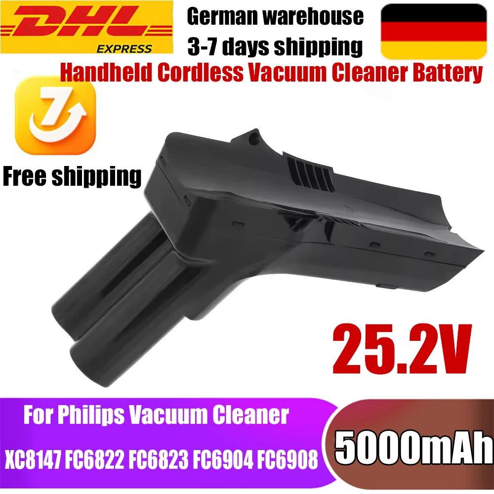 Image of 25,2V Verbesserter Akku 5000mAh für Philips Staubsauger SpeedPro Max Aqua XC8147 FC6823 FC6904 FC6908 FC6822/01 FC6822 FC6827