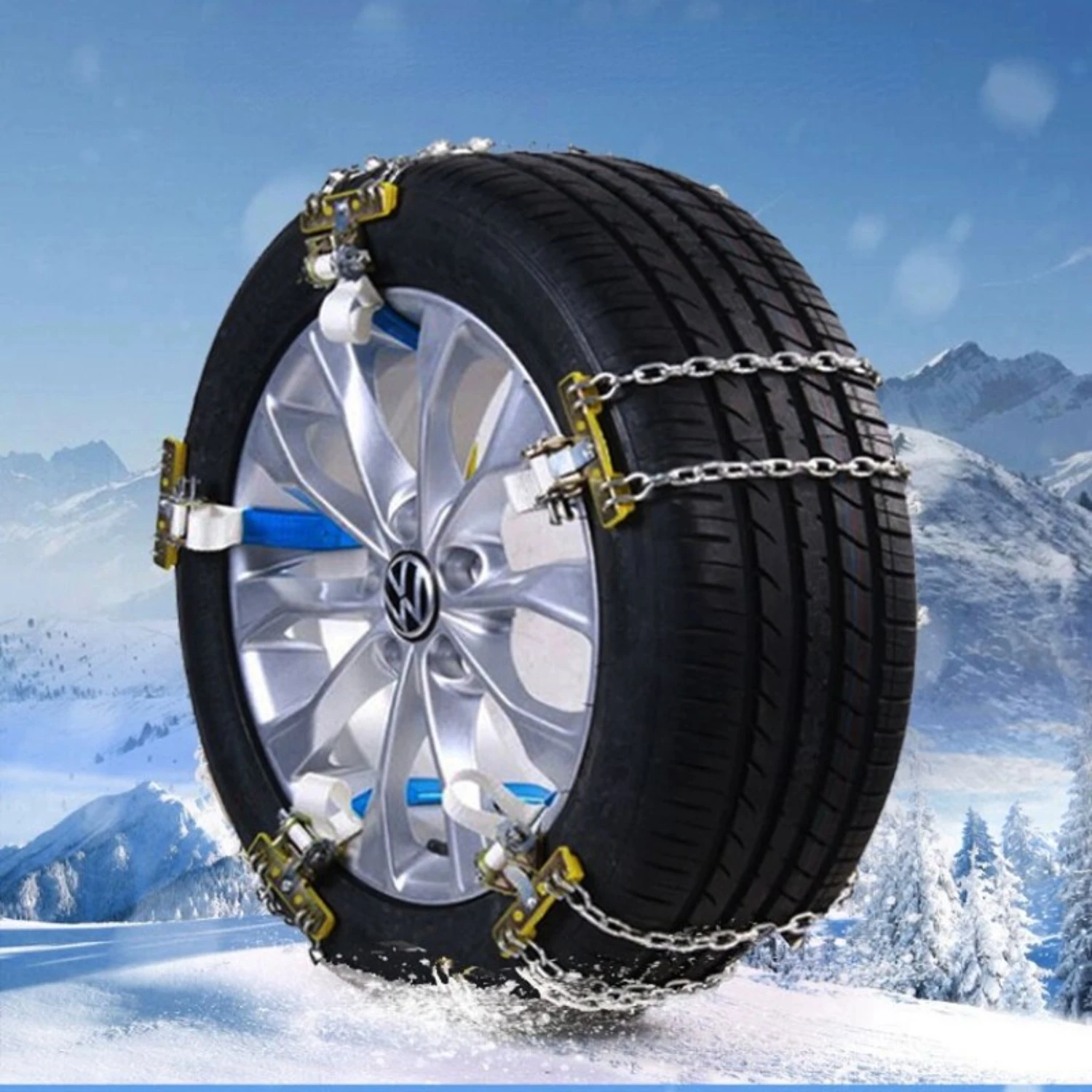 

Thickened and Durable 1PC Car Tire Anti-skid Chain - Emergency Safety Chain Designed for Ice and Snow Roads - Suitable for Small