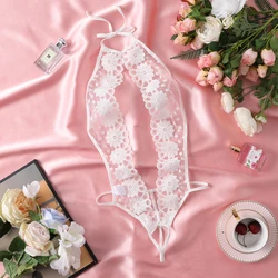 Seamless Lingerie Set Sexy Costume Female Crotchless Bodysuits Underwear Women Lace Sling Patchwork String Sheer Bra Set