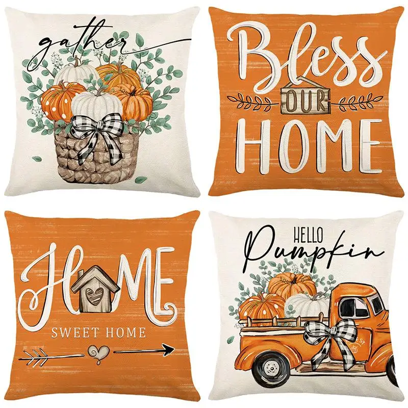 45*45cm Classic Pumpkin Pattern Cushions Cover Simple Home Sofa Decoration Supplies Printed Pillowcase
