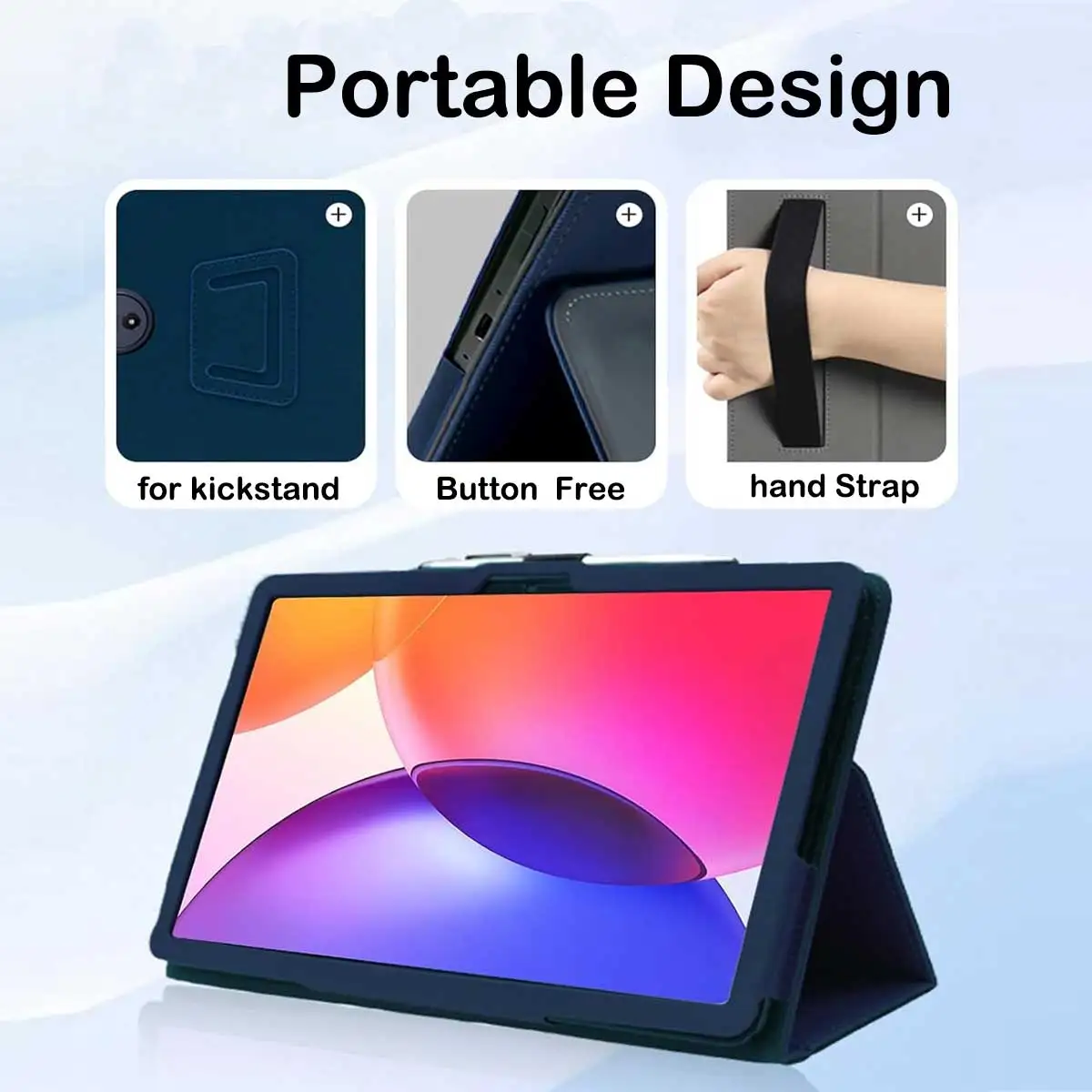 Case for TCL TAB A1 Plus Android Tablet 12.2 Inch (Model 9445X), PU Leather Folding Cover with Pen Holder  Wrist Strap