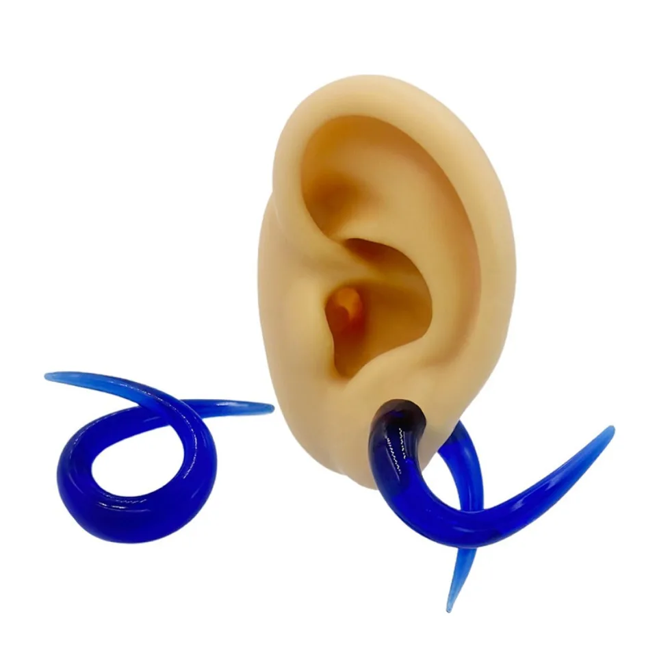1 Paar speziell geformter, gedrehter, mehrfarbiger Glas-Ohrpiercing-Expander, Körperpiercing-Schmuck, 6–10 mm – Detail 7